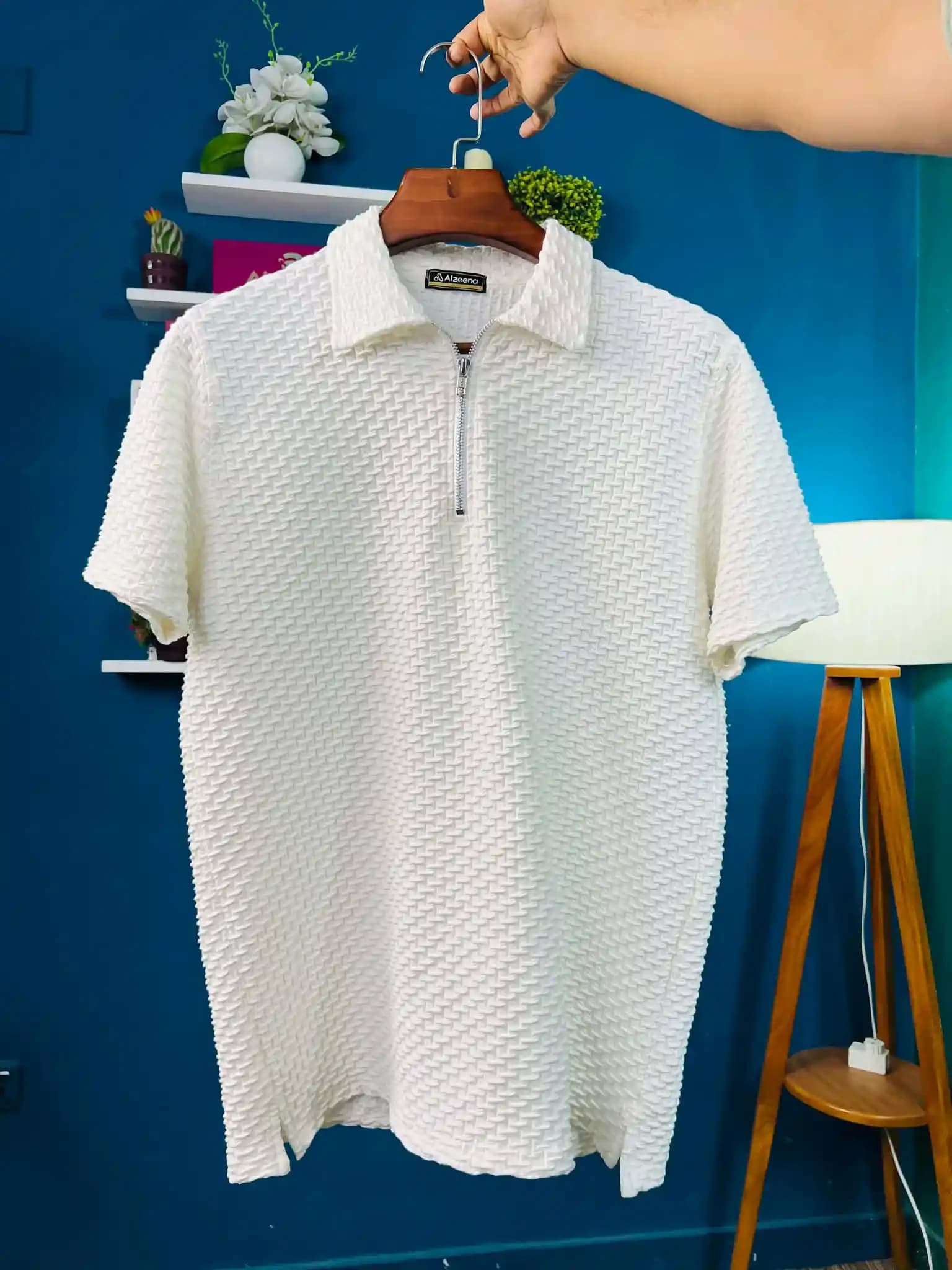 PL146 White Zipper Polo
