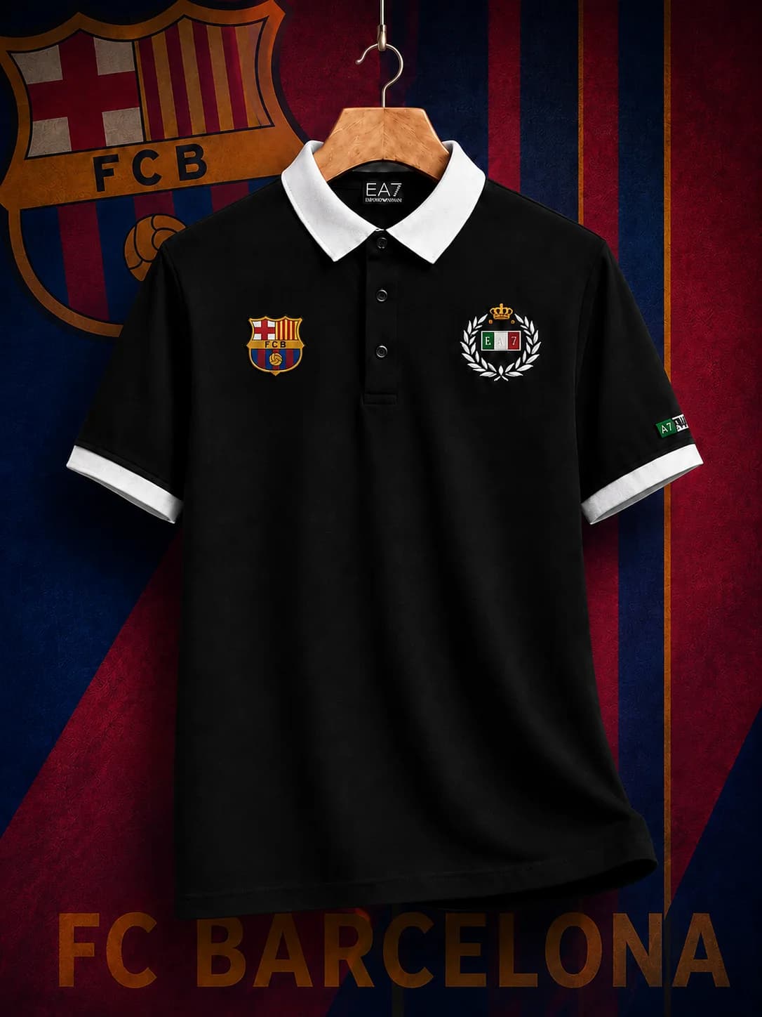 TX134 Black FC Barcelona men's Polo