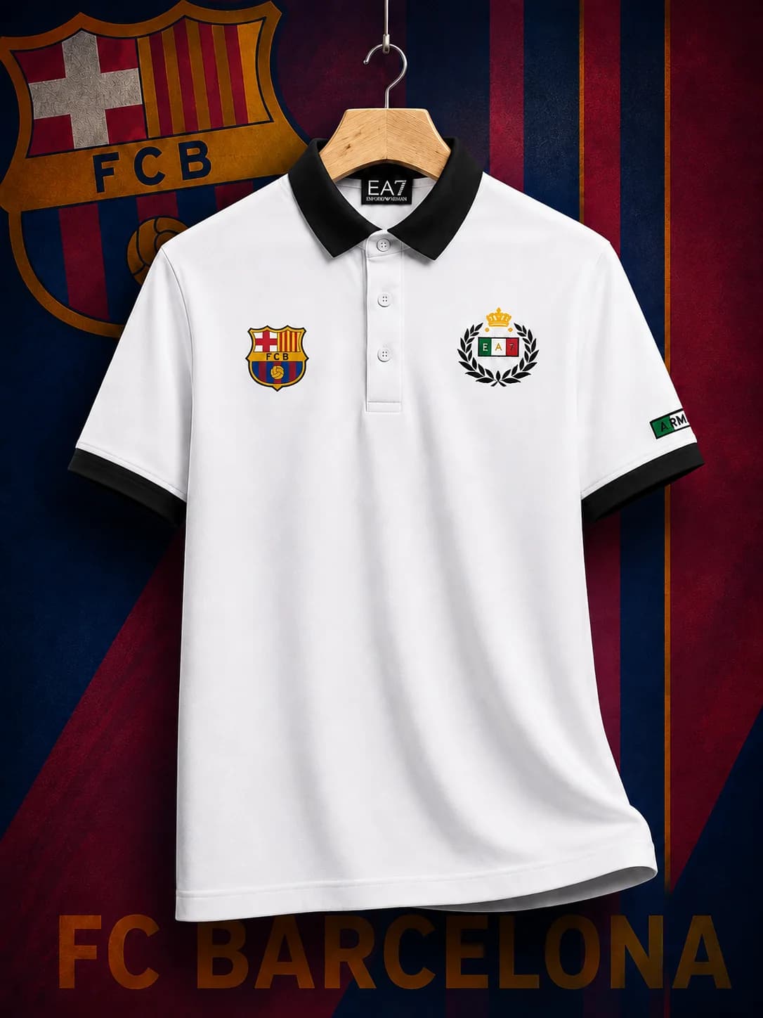 TX134 White FC Barcelona men's Polo
